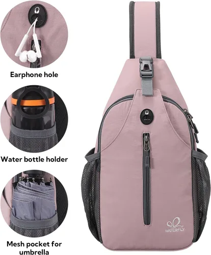 Miniatura 23 de WATERFLY Bolsa pequeña de senderismo: mochila cruzada para el pecho, mochila para hombres y mujeres con correa de hombro agradable a la piel