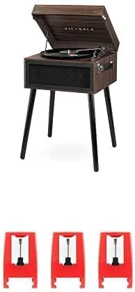 Victrola VTA-75-ESP Liberty - Plato giratorio 5 en 1 con radio FM inalámbrica Bluetooth, grabadora USB de madera (espresso) y Victrola 3 agujas de