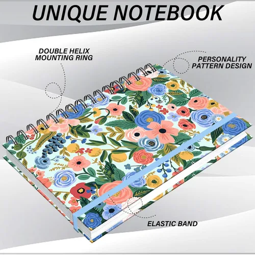 Miniatura 3 de Cuaderno de espiral de tapa dura, cuaderno de espiral con rayas anchas, tamaño A5, 5.5 x 8.3 pulgadas, papel grueso de 80 GSM, 60 hojas y 120