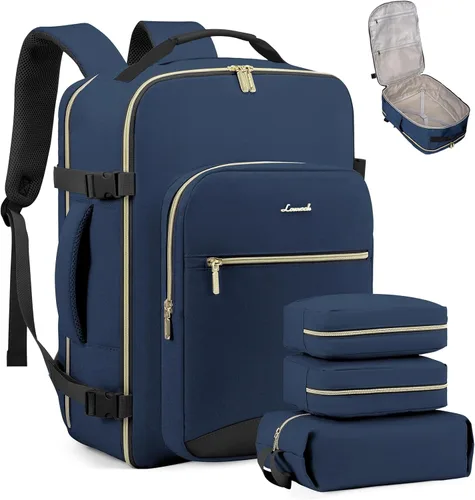 Miniatura 25 de LOVEVOOK Mochila de viaje de 40L aprobada para vuelo, 3 cubos de embalaje, bolsa de viaje impermeable para artículos personales, equipaje de mano