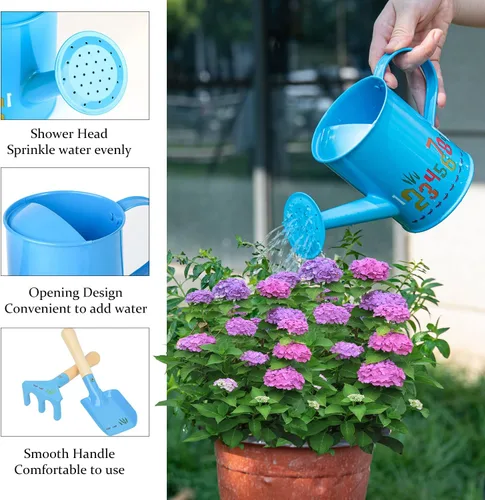 Miniatura 5 de Sungmor Juego de regaderas pequeñas para jardinero El paquete incluye 3 regaderas de rana rosa roja y paleta y rastrillo herramientas de mano
