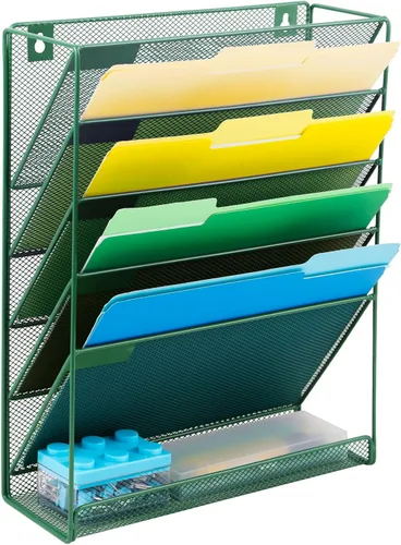 Miniatura 30 de EASEPRES Organizador de Archivos de Escritorio de Malla de 4 Niveles, Soporte de Organización de Documentos Colgante para Montaje en Pared, Estante