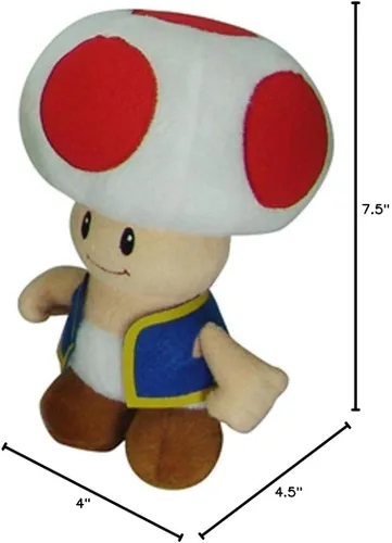 Miniatura 2 de Super Mario Little Buddy All Star Collection 1417, Toad de peluche, multicolor, 7,5 pulgadas