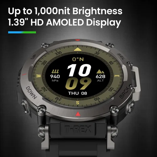Miniatura 10 de Amazfit T-Rex - Reloj ultra inteligente de 1.77 pulgadas para hombre, batería de 20 días, apnea de 98.4 ft, GPS de doble banda, resistente al barro