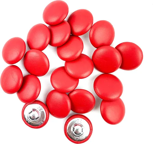 Miniatura 61 de Heyiwell 30 botones redondos cubiertos de cuero con vástago de metal, para vestidos de novia, camisas, vestidos, manualidades de costura (beige, mm)
