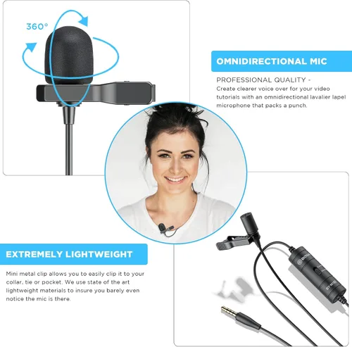 Miniatura 4 de BOYA BY-M1S Micrófono de solapa Lavalier profesional Micrófono de condensador omnidireccional para iPhone Android Smartphone Cámara DSLR