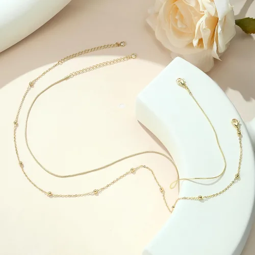 Miniatura 6 de IEFWELL Collar de cadena de oro para mujer, collares de oro de 14 quilates para mujer, collares de cadena de moda para mujer, joyería de oro de moda