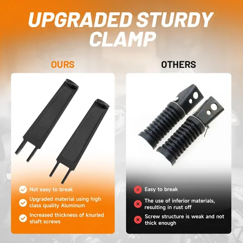 Miniatura 4 de Oumurs Estriberas abrazadera U compatible con 1 pulgada - 1.25 pulgadas 1 1/4 pulgadas protector de motor U-Clamp Estriberas compatibles con Harley