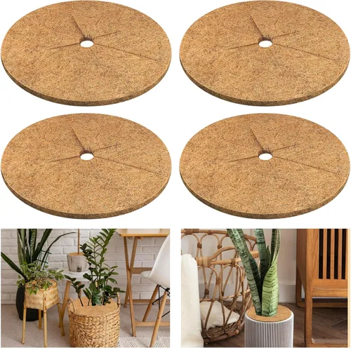 Legigo 4 alfombrillas protectoras de fibra de coco, anillo protector de plantas de árbol de coco natural, anillo de protección de fibra de coco