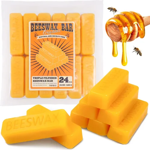 Miniatura 10 de TRINIDa Gránulos de cera de abeja blanca, 5 libras (80 onzas), pellets de cera de abejas orgánicas para velas de bricolaje, cera de abeja para hacer