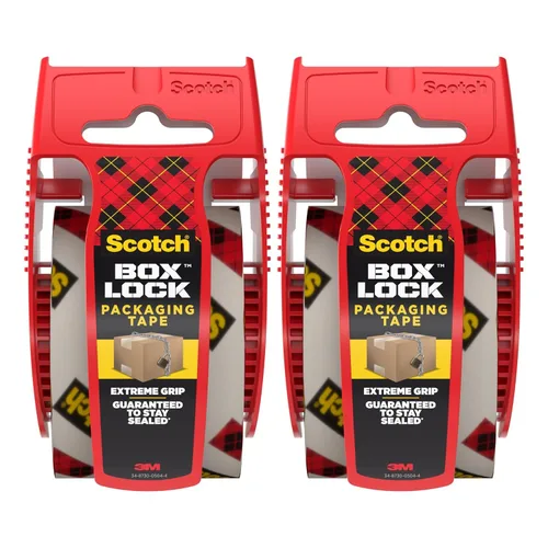 Miniatura 8 de Cinta de embalaje Scotch Box Lock, cinta de embalaje transparente, cinta adhesiva de agarre extremo para cajas de envío navideño, 1.88 pulgadas x