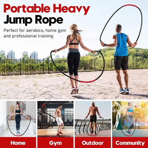 Miniatura 7 de Cuerda de saltar, cuerda de saltar pesada de 3 libras, 4 libras, 5 libras para fitness, cuerdas de salto de ejercicio pesado de 9.8 pies, cuerda
