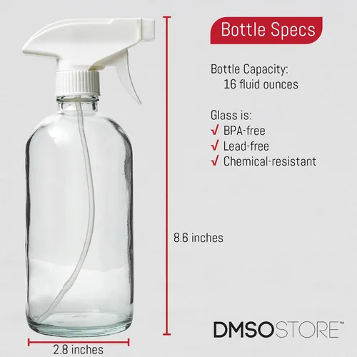 Miniatura 5 de Botellas pulverizadoras de vidrio de 16 onzas. Paquete de 4 con rociador de gatillo blanco que tiene una boquilla ajustable para niebla o chorro sin