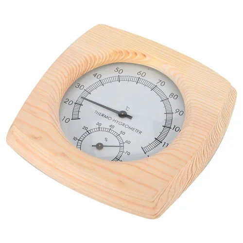 Miniatura 9 de Fdit Termómetro higrotermógrafo de madera para sauna higrómetro Sala de sauna Spruce Dial de madera humedad Medidor de temperatura Monitor