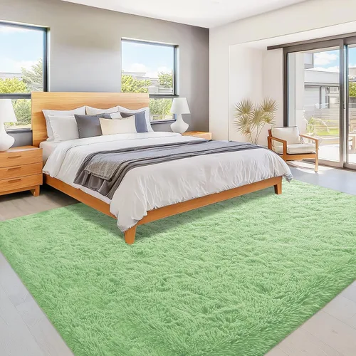 Miniatura 6 de Alfombra de área de 6x9 pies para sala de estar: Alfombras suaves de pelo largo esponjosas y lavables, alfombra interior de felpa grande y difusa