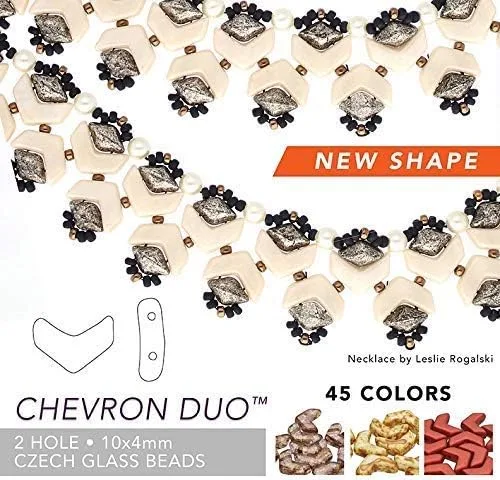 Miniatura 2 de 30 cuentas de vidrio cheurón dúo checas. Gran selección de colores y acabados (bronce oro pálido)