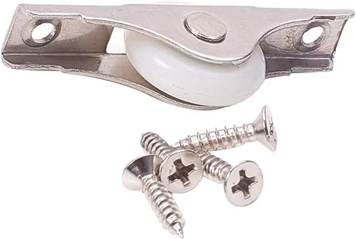 Miniatura 2 de 2 poleas de ventana de puerta corredera de 0.906 in/0.91 pulgadas de diámetro de rueda de nailon galvanoplastia de una sola rueda de acero