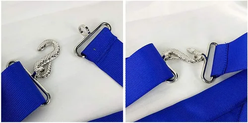 Miniatura 4 de Masonic Master Mason Blue Lodge Delantal de tela blanca con borde de cinta de grogrén azul, Blanco y azul