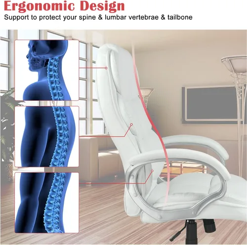 Miniatura 6 de Silla de oficina ergonómica de escritorio de 250 libras de capacidad, respaldo alto, altura ajustable, silla de computadora con reposabrazos