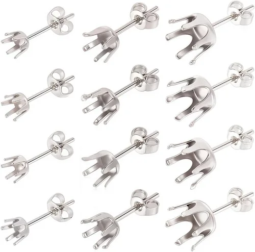 Miniatura 12 de SUNNYCLUE 1 caja, 80 unidades, 20 pares de aretes redondos planos de acero inoxidable con bucle, aretes plateados y dorados, hallazgos en blanco