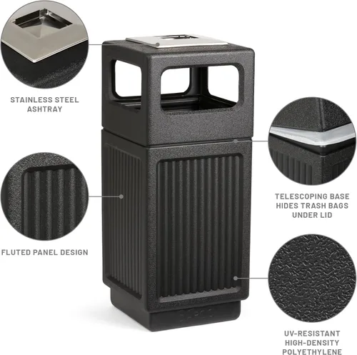 Miniatura 2 de Safco Canmeleon - Bote de basura comercial de 30 galones, para uso en interiores y exteriores, duradero y resistente a la intemperie con cenicero