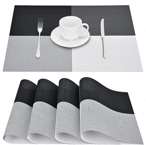 Miniatura 15 de GIVERARE Juego de 6 manteles individuales de vinilo tejido resistente al calor, antideslizante, lavable, fácil de limpiar, tapetes de plástico