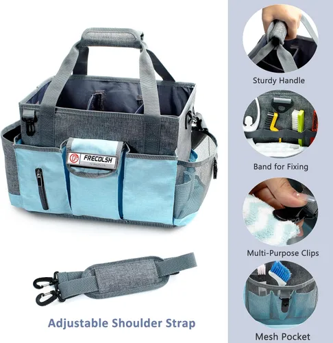 Miniatura 4 de Caddy de Limpieza para Suministros de Limpieza, Organizador con Bolsillos para Artículos Esenciales de Limpieza del Hogar, Organizador de Limpieza