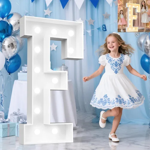 Miniatura 27 de Pooqla Letras de marquesina iluminadas de 3 pies, letras de marquesina con luz LED blanca fría y blanca cálida, letras de mosaico gigante para Letra