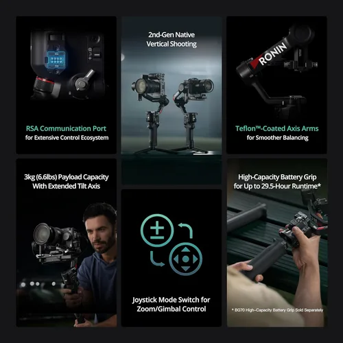 Miniatura 2 de DJI RS 4 Combo, estabilizador de cardán de 3 ejes para cámaras para cámara réflex y cámara sin espejo Canon/Sony/Panasonic/Nikon/Fujifilm, disparo