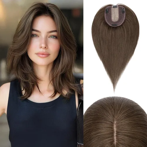 Miniatura 10 de Rich Choices Pelucas con topper de cabello para mujeres, cabello humano real 100% Remy, sin flequillo, para mujeres con adelgazamiento en la parte