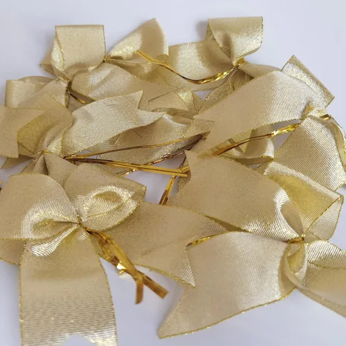 Miniatura 6 de 36 piezas lazos dorados metálicos de 4-1/2 pulgadas con ataduras giratorias para envolver regalos, embalaje, decoración navideña (4.5", W.Gold)