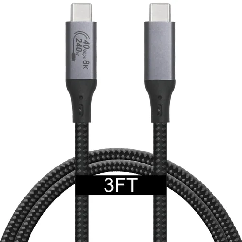 Cable USB4 de 3 pies compatible con Thunderbolt 3, Thunderbolt 4 y USB-C, compatible con pantalla HD de 8K, transferencia de datos de 40 gbps, carga