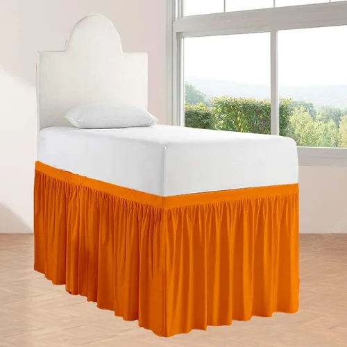 Miniatura 22 de Falda de cama larga de 42 pulgadas con caída de 42 pulgadas, patrón de volantes, falda de cama para dormitorio universitario, esquinas divididas