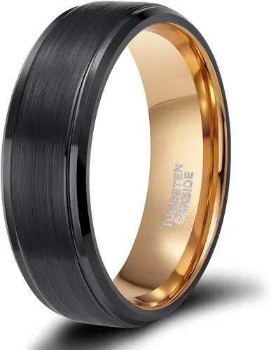 TRUMIUM - Anillo de boda de carburo de tungsteno de 1564 y 516 de pulgada, para hombres y mujeres, con borde escalonado, grabado en inglés I Love
