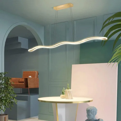 Miniatura 3 de Luces colgantes lineales retro nórdicas 3000 K luz cálida para colgar en el techo, lámpara de araña de altura ajustable para comedor, isla de cocina