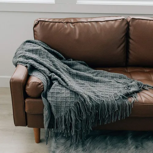 GRACED SOFT LUXURIES - Manta tipo chal suave con textura, para sofá, con diseño de borlas y flecos, decorativa