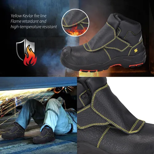 Miniatura 5 de SAFETOE Botas de soldadura para hombres Botas de seguridad con punta compuesta Botas de soldadura resistentes al fuego Botas de trabajo de soldador