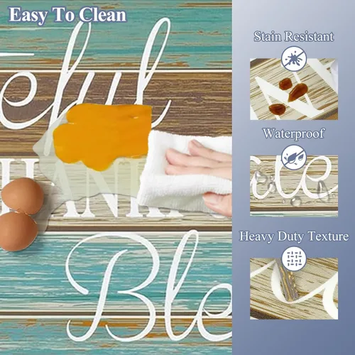 Miniatura 5 de HEBE Juego de 2 tapetes de cocina antideslizantes y acolchados para el suelo, impermeables, para cocina, juego de tapetes cómodos de pie para Azul