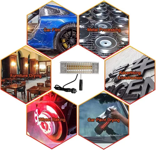 Miniatura 4 de DATOUBOSS Lámpara de Curado de Pintura Infrarroja de 1000W Lámpara de Calor Infrarroja de Onda Corta para Reparación de Carrocería de Automóvil