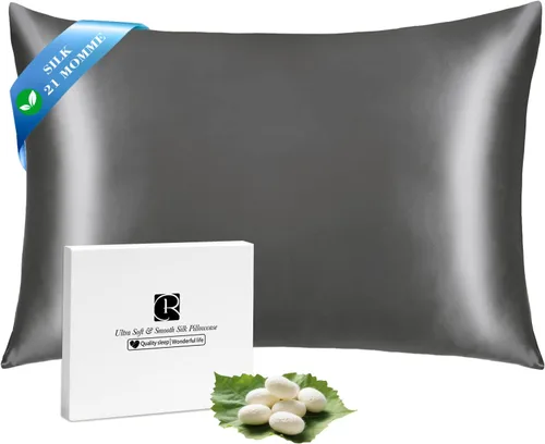 Miniatura 37 de Ravmix - Juego de 2 fundas de almohada de seda para cabello y piel con cremallera oculta, juego de 2 fundas de almohada de seda de morera 21Momme