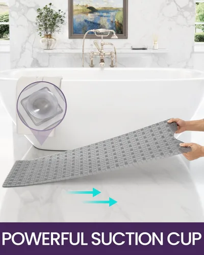Miniatura 4 de DEXI Alfombrilla de Tina Antideslizante 16x35, Alfombrillas de Ducha para Baño y Tina, Alfombrilla de Baño Ovalada Lavable con Ventosas y Orificios