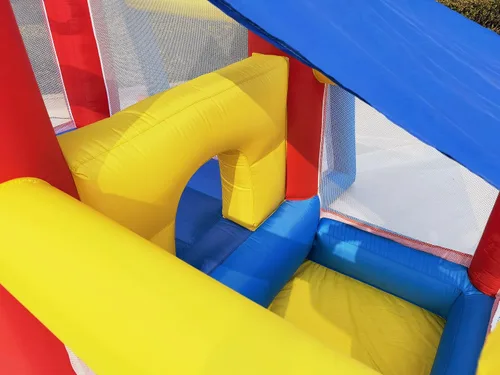 Miniatura 4 de Baralir Casa inflable de rebote para niños de 3 a 6 años, puente para niños pequeños con tobogán y piscina de agua (con cubierta solar), perfecto