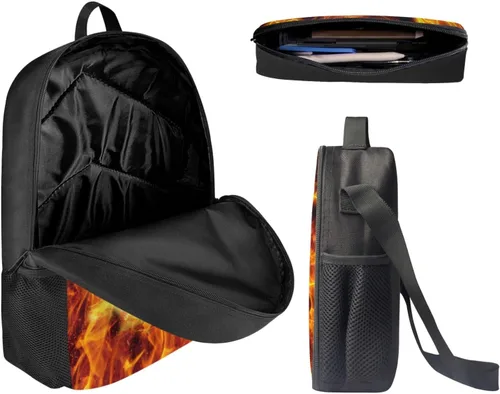 Miniatura 47 de HUGS IDEA Juego de 3 bolsas escolares con aislamiento térmico para el almuerzo, estuche para lápices
