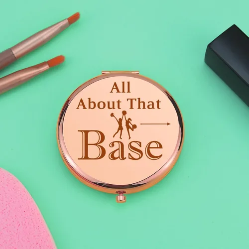 Miniatura 5 de Mwphuy Espejo de maquillaje compacto para regalo de porristas, oro rosa, 2.6 pulgadas de largo x 2.6 pulgadas de ancho, con aumento, de doble cara