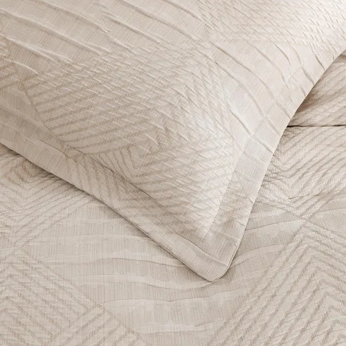 Miniatura 7 de MaiRêve Juego de edredón de tamaño completo, color beige, diseño texturizado arrugado, juego de ropa de cama bohemio de 7 piezas en una bolsa, juego