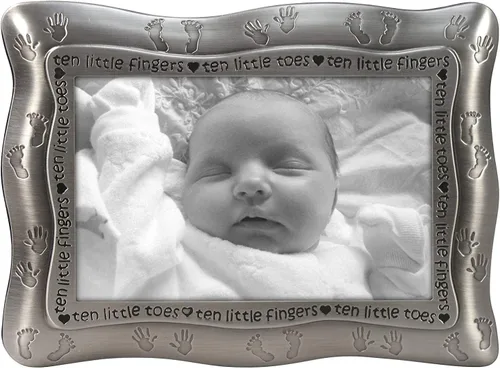 Malden International Designs Ten Little Fingers, Ten Little Toes - Marco de fotos de peltre, 4 x 6 pulgadas, color plateado