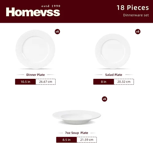 Miniatura 2 de HomeVss, nuevo juego de vajilla de porcelana de hueso, diseño de diamante en relieve, juego de 18 piezas Diamond