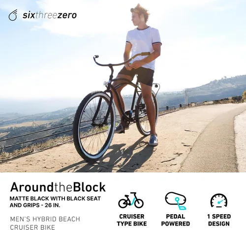 Miniatura 8 de sixthreezero Around The Block - Bicicleta de playa para hombre, bicicleta híbrida con soporte trasero