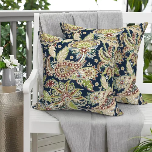 Miniatura 531 de Juego de 2 almohadas para exteriores de 16 x 16 pulgadas, repelentes al agua con interiores, para muebles de patio, hogar, jardín, geometría bohemia