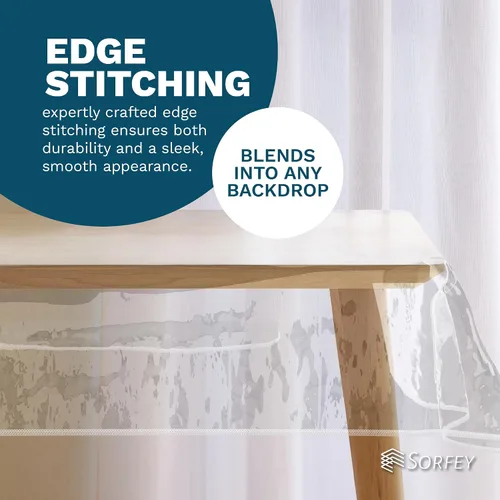 Miniatura 6 de Mantel de plástico para mesa, protector de mantel de plástico transparente, con borde, 60 x 84 pulgadas, rectangular, impermeable y resistente al